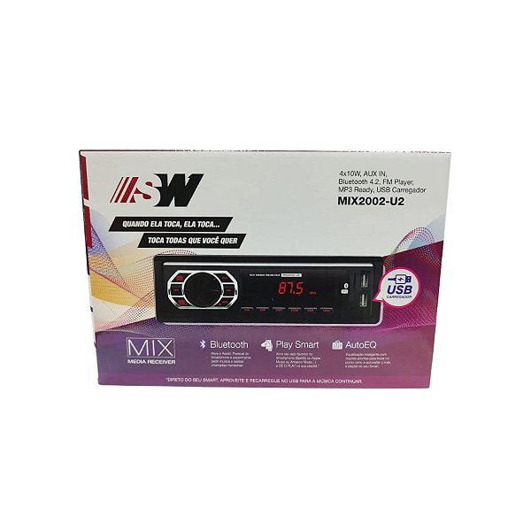 Radio Para Carro Mix FM/USB/SD/BT MIX2002-U2