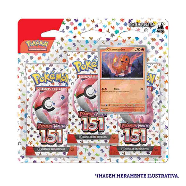 Blister Triplo Pokémon Coleção 151 Charmander Copag