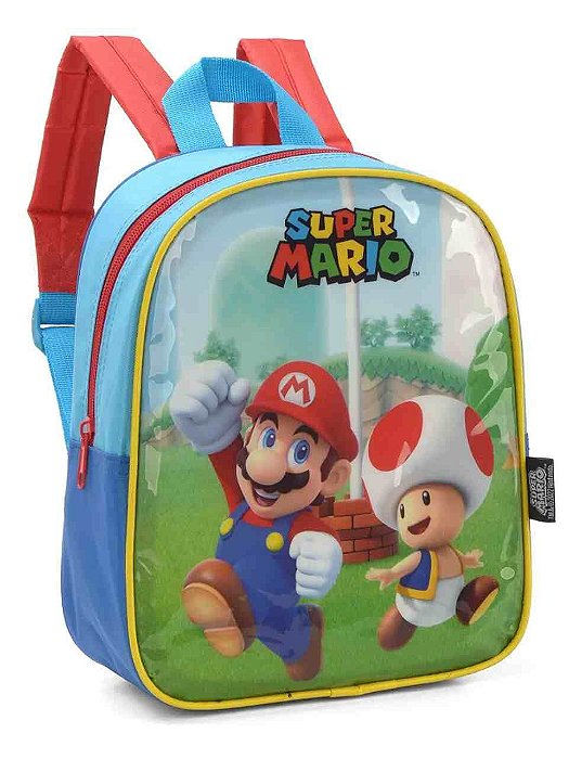 Mochila Escolar Pequena Super Mario Bros Azul