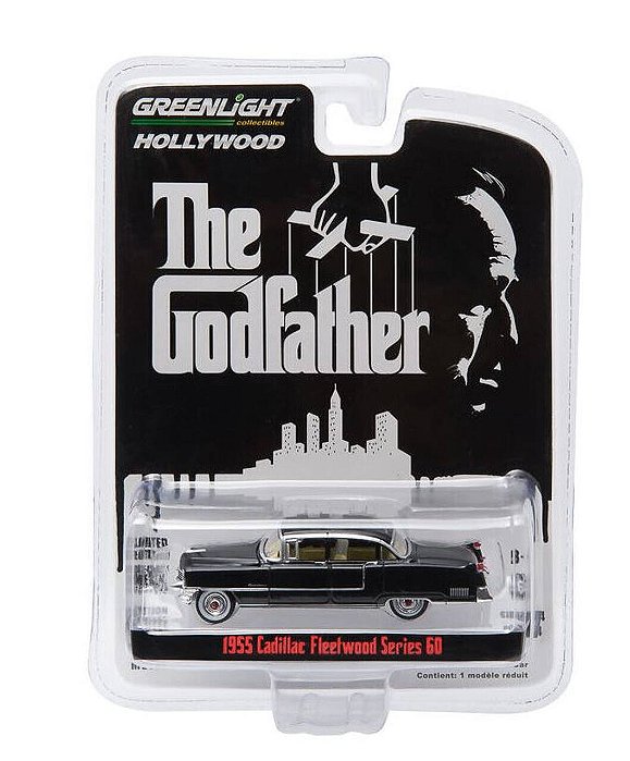 Carro Greenlight 1955 Cadillac Poderoso Chefão 1/64 Preto