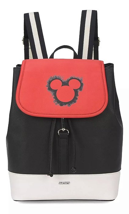 Mochila Bolsa Disney Mickey Mouse Preta e Vermelha Luxcel
