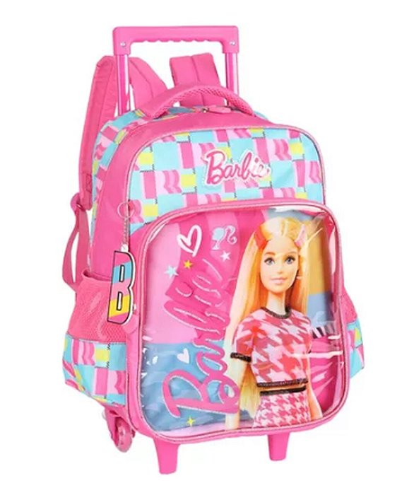 Mochila Alça e Rodas Barbie Pink Luxcel