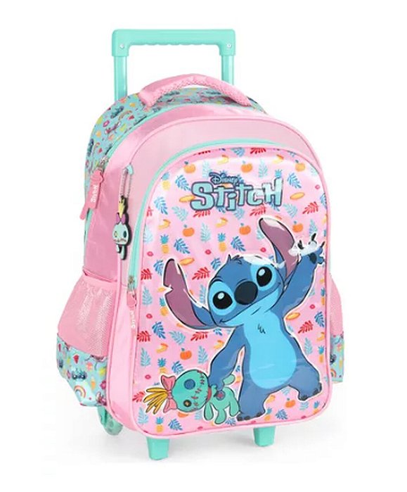 Mochila de Rodinhas Stitch Rosa Luxcel