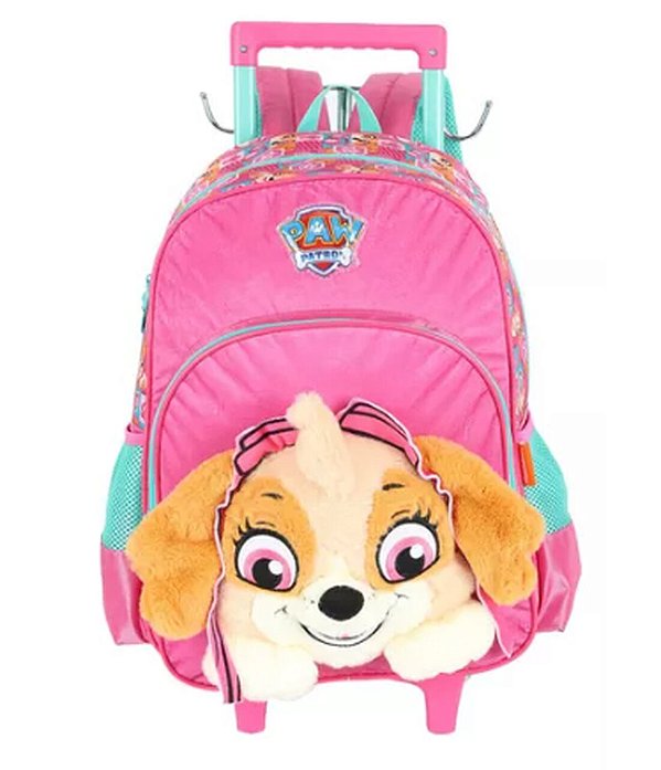 Mochila Alça e Rodas Patrulha Canina Skye Rosa Luxcel