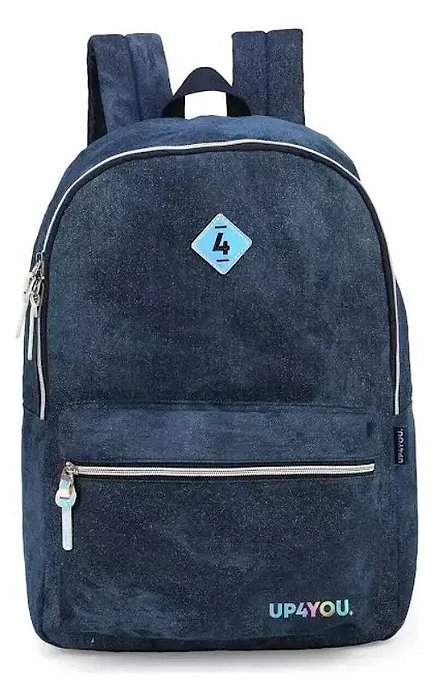 Mochila De Costas Escolar Passeio Up4you Azul Gliter Juvenil