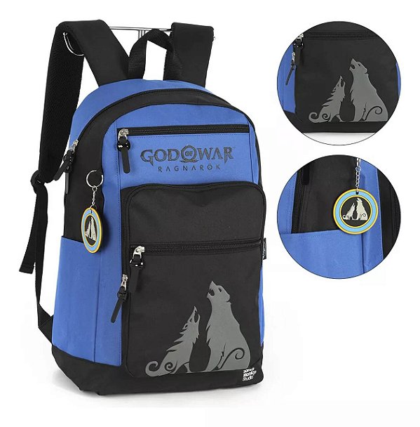 Mochila De Costas Escolar Grande God Of War Ragnarok Azul