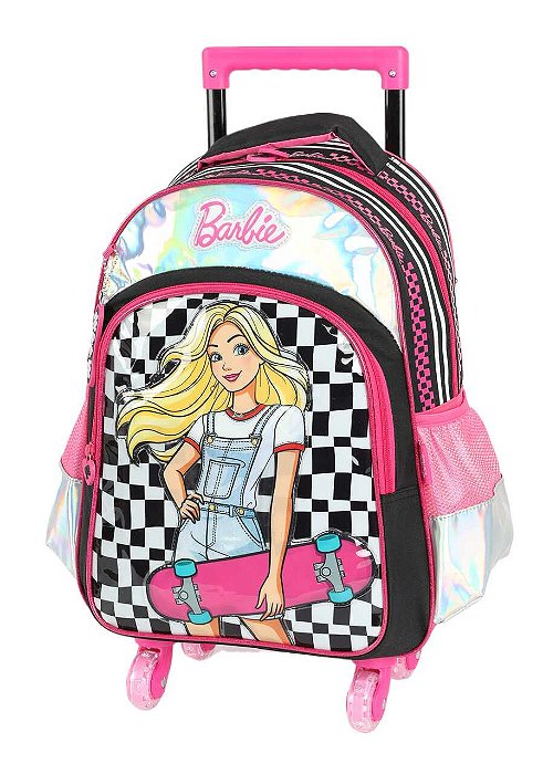 Mochila de Rodinhas com Led Barbie Skatista Luxcel