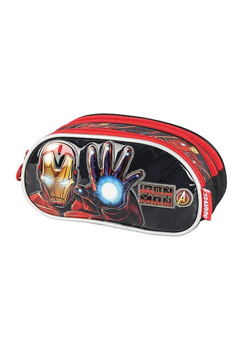 Estojo 3 Divisórias Homem de Ferro Vermelho Luxcel