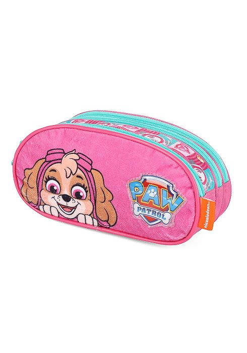 Estojo 3 Divisórias Patrulha Canina Skye Rosa Luxcel