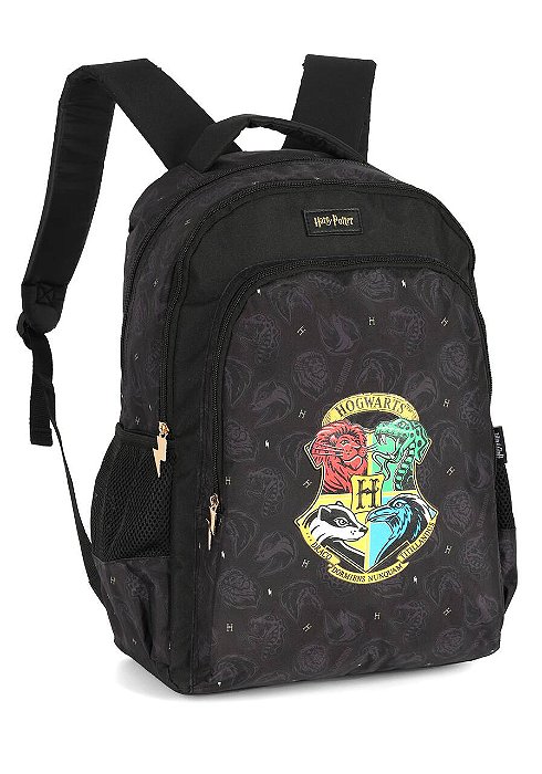 Mochila De Costas Harry Potter Casas de Hogwarts Preta