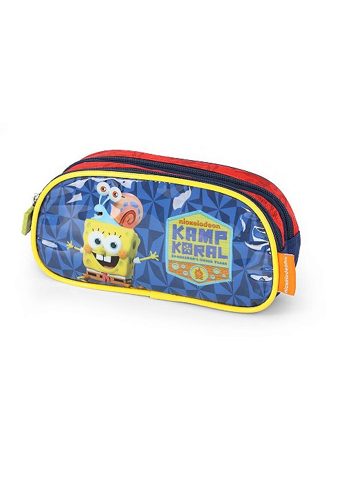 Estojo 2 Divisórias Bob Esponja e Gary Luxcel