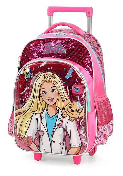 Mochila Rodas SEM ALÇA Barbie Fashion Lantejoula PINK