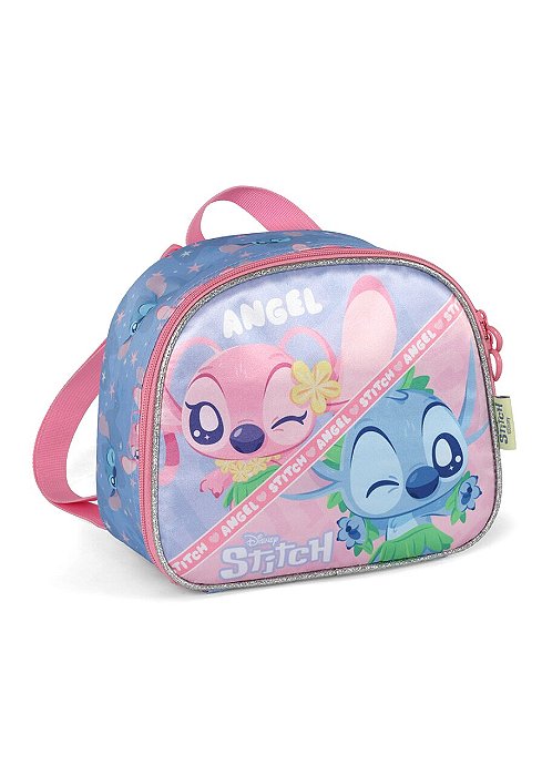 Lancheira Térmica Escolar Angel e Stitch Roxa Luxcel