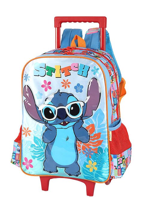 Mochila Alça e Rodas Stitch Azul Luxcel