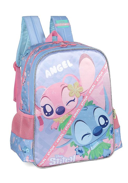 Mochila De Costas Angel e Stitch Roxa Luxcel