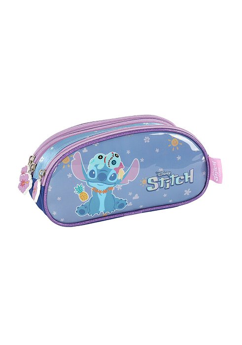 Estojo 3 Divisórias Stitch Violeta Luxcel