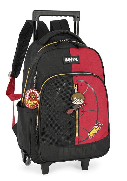 Mochila Alça e Rodas Harry Potter Quadribol Preto Luxcel