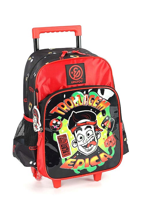 Mochila Alça e Rodas Enaldinho Trolagem Vermelha Luxcel