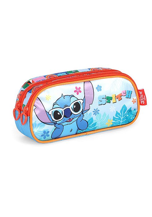 Estojo 2 Divisória Stitch Azul Luxcel
