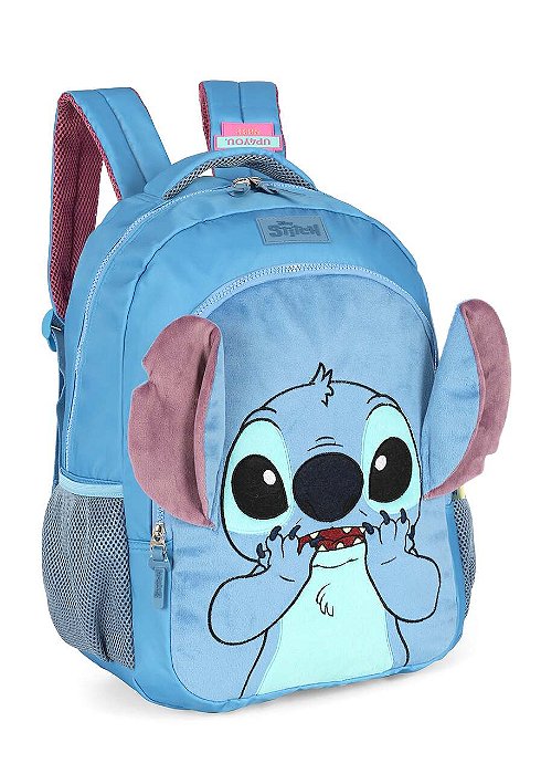 Mochila Costa Stitch Pelúcia Azul Luxcel