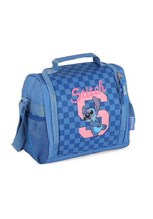 Lancheira Quadriculada Stitch Azul Luxcel