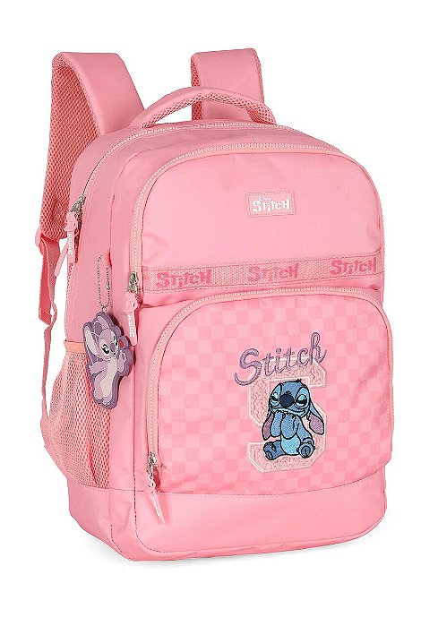 Mochila Costa Stitch Quadriculada Rosa Luxcel