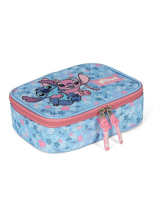 Estojo Box Escolar Stitch e Angel Rosa Luxcel