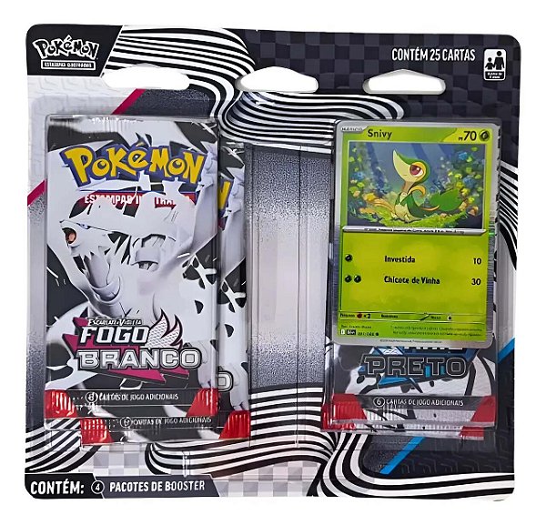 Blister Quadruplo Pokemon Fogo Branco E Raio Preto Snivy