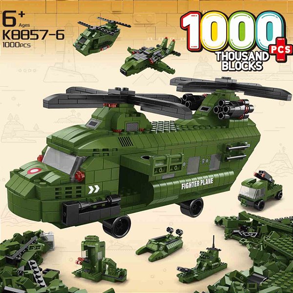 Bloco de Montar Aeronaves Militar (6 em 1) (Bloxi)