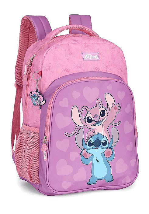 Mochila Juvenil Costa Stitch & Angel Rosa Luxcel