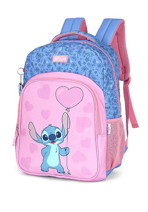 Mochila Juvenil Costa Stitch Balão Azul Luxcel