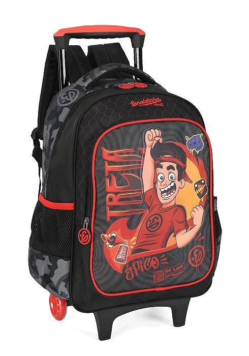 Mochila Alça e Rodas Enaldinho Treta Preto Luxcel