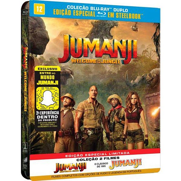 Steelbook Blu-Ray Jumanji + Jumanji - Bem-Vindo A Selva