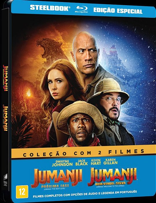 STEELBOOK BLU-RAY - JUMANJI BEM VINDO A SELVA + PRÓXIMA FASE