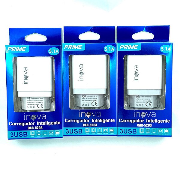 **Kit** Com 10 Carregadores Inova 5.1 Tipo C