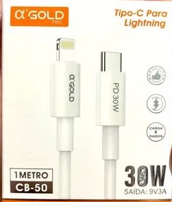 Cabo De Dados GOLD Tipo C para Lightning 30W CB-50