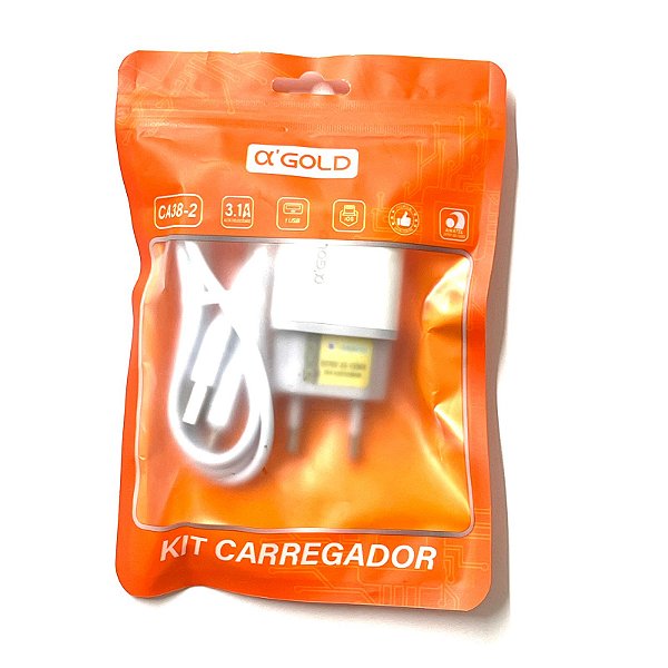 Carregador Rápido CA38-2 3.1A Lightning para iPhone - A Gold