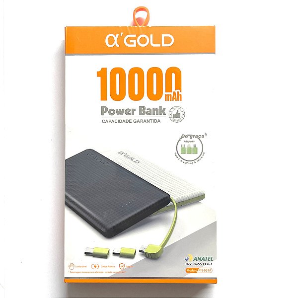 Carregador Portátil Power Bank Gold 10000mAh