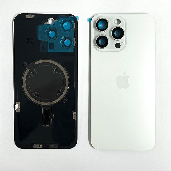 Tampa Traseira Vidro Apple iPhone 15 Pro Max Com Lente e Aro