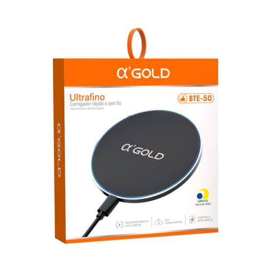 Carregador Rápido Por Indução Ultra Fino A'Gold 15W BTE-50