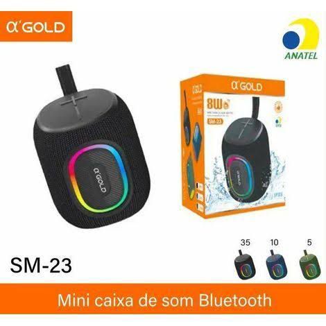 Mini Caixa de Som Bluetooth Sem Fio 8W A' Gold IPX6 SM-23
