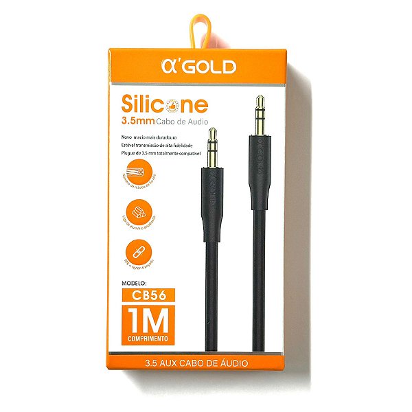 Cabo de Audio P2 para P2 Silicone 3.5mm A' Gold CB56