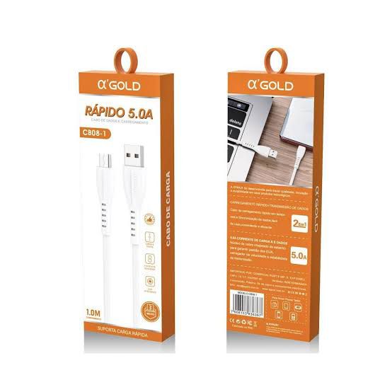 Cabo de Dados Rápido V8 / Micro USB 5.0A A' Gold CB08-1