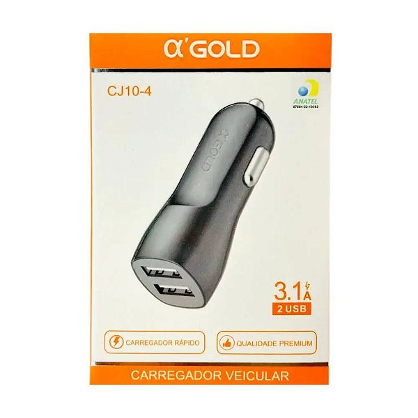 Fonte Veicular Turbo A'Gold 3.1A Com 2 Usb CJ10-4