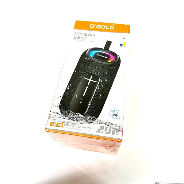 Caixa de Som Bluetooth Sem Fio 20W IPX6 A'Gold SM-26