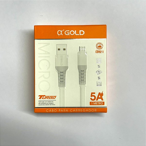 Cabo de Dados Rápido V8 / Micro USB 5.0A A' Gold CB52-1
