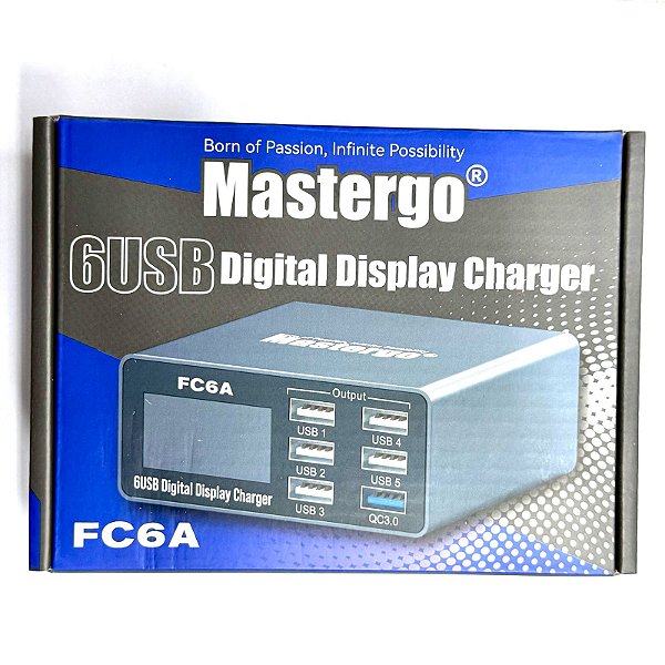 Carregador de Bancada iCharge 6 em 1 Usb MasterGO FC6A