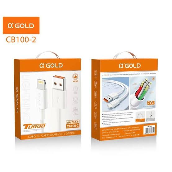 Cabo de Dados USB Turbo 30W Max Lightning iPhone -  A'Gold CB100-2