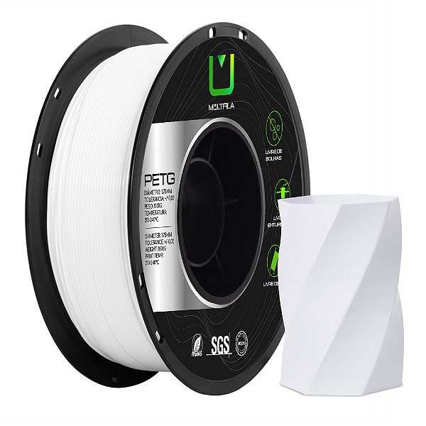 Filamento MultFila Impressora 3D PETG Branco 1kg
