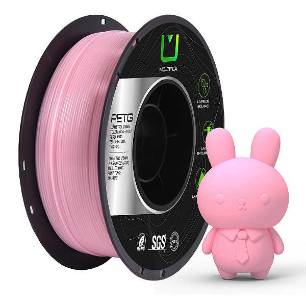 Filamento MultFila Impressora 3D PETG Rosa Claro 1kg